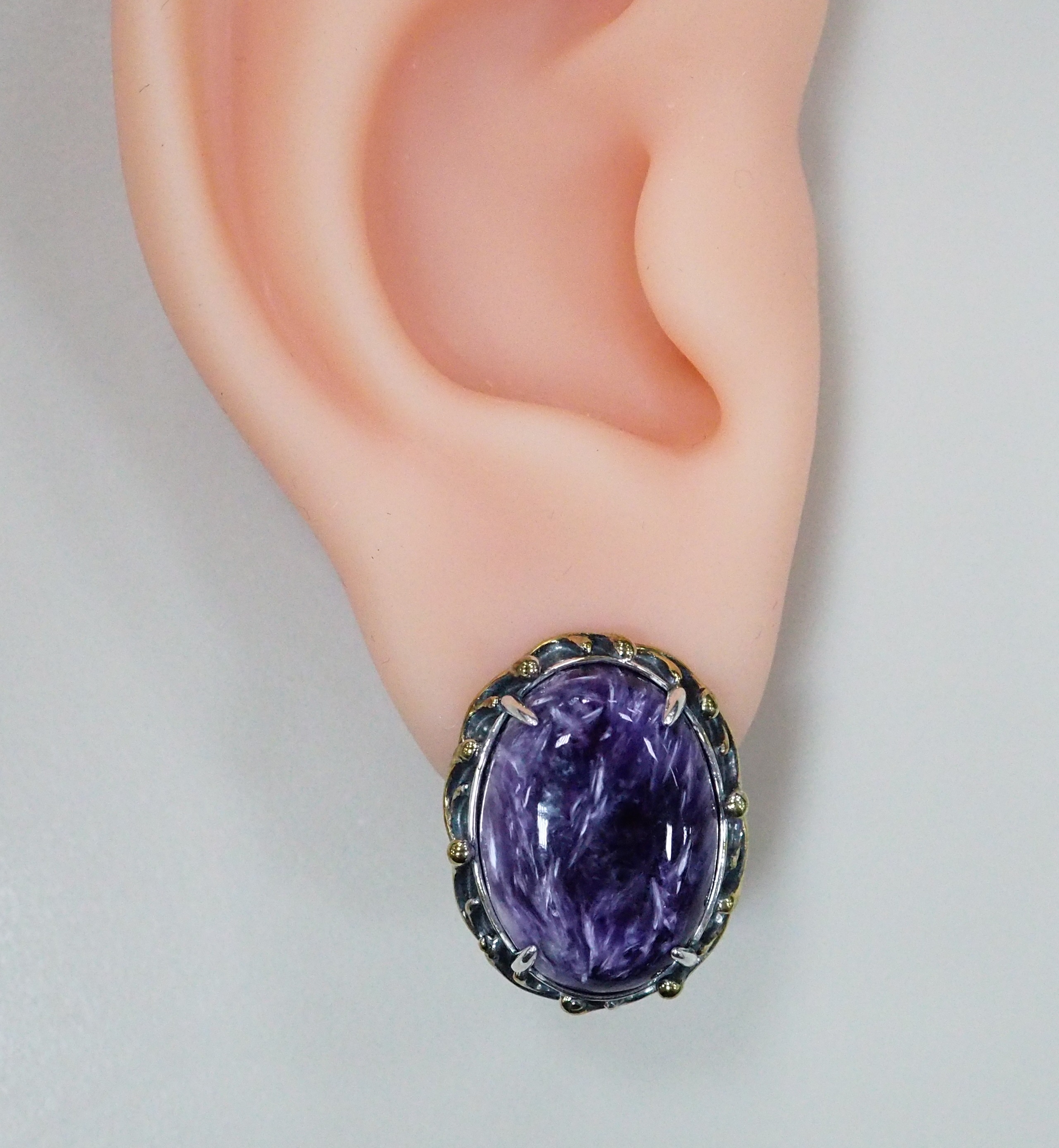 Серебряные серьги с чароитами